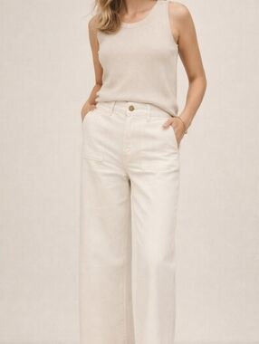 Kut From The Kloth Ivory High Rise Wide Leg Pants Size 16 NWT